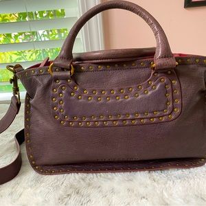 Liebeskind Berlin handbag with crossbody strap. Soft plum leather.